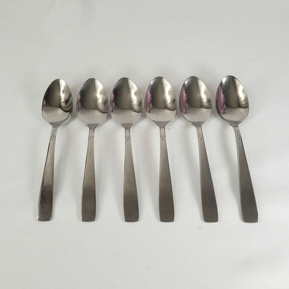 Oneida Satin Accent Teaspoons Stainless Flatware Set 6 Oneidacraft USA Deluxe 6"